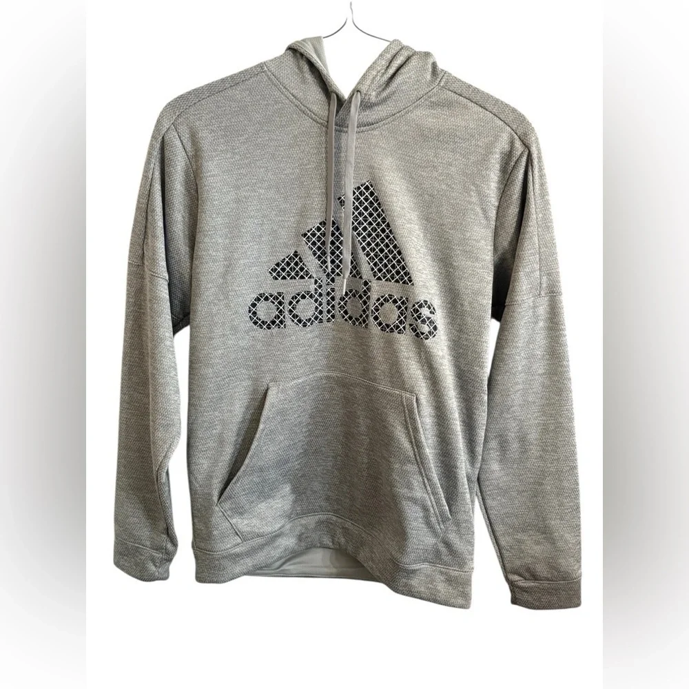 Adidas Team Issue Badge of Sport Grid Men’s Hoodie Light Gray Size Large